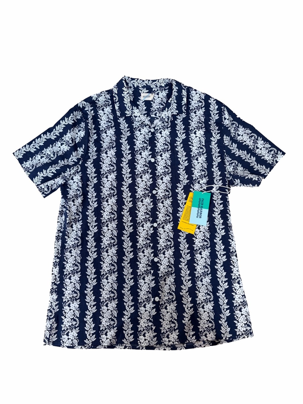 Fair Harbor NWT Men’s Size Large The Casablanca Camp Shirt Navy Tropical Bandana